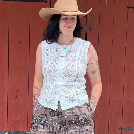 Panhandle Ladies White Lace Insert Sleeveless Tank LWN0S08836