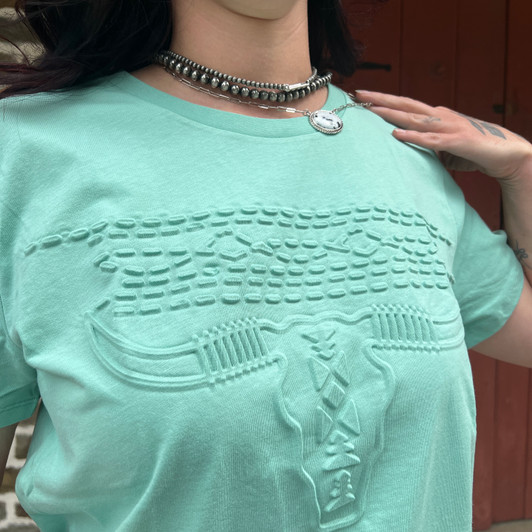 Panhandle Women's Light Turquoise Embossed Skull Tee LW21T08843