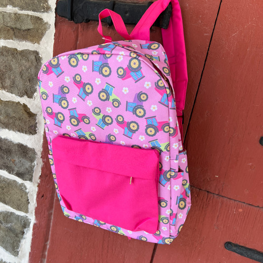 Pink Tractor with Green Backpack JM-PTBB