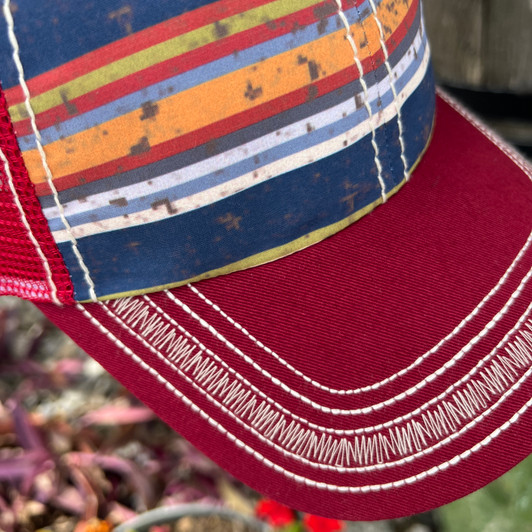 Catchfly Maroon Serape Ponytail Hat 23204HB10