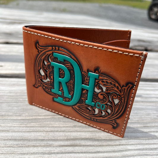 Red Dirt Hat Co Tooled Bifold with Ivory Inlay Wallet 23111881W3
