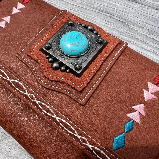 Catchfly Aztec Concho Leather Wristlet 23192805W