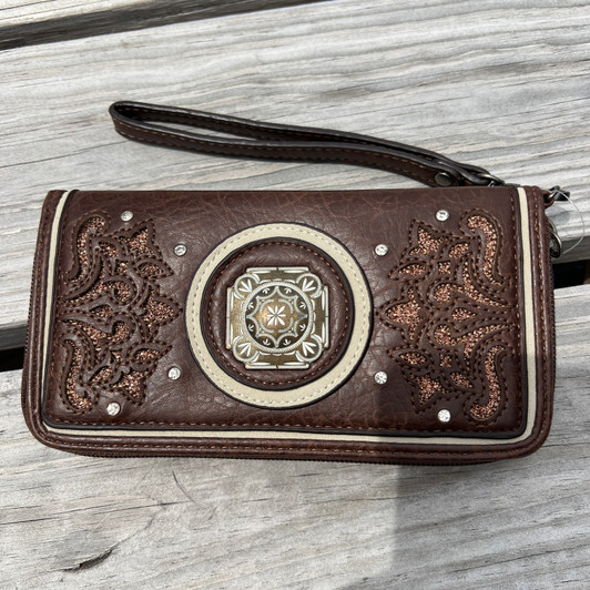 Justin Glitter Inlay Leather Concho Wristlet 23126215W