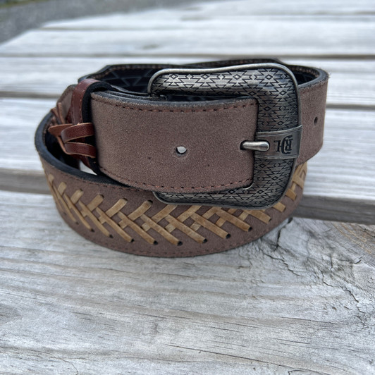 Red Dirt Hat Co. Roughout Rawhide Herringbone Leather Belt 24069BE3