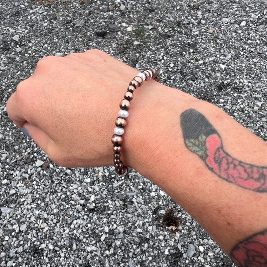 Graduated Faux Copper & Pearl Stretch Bracelet BB04160-CBPL