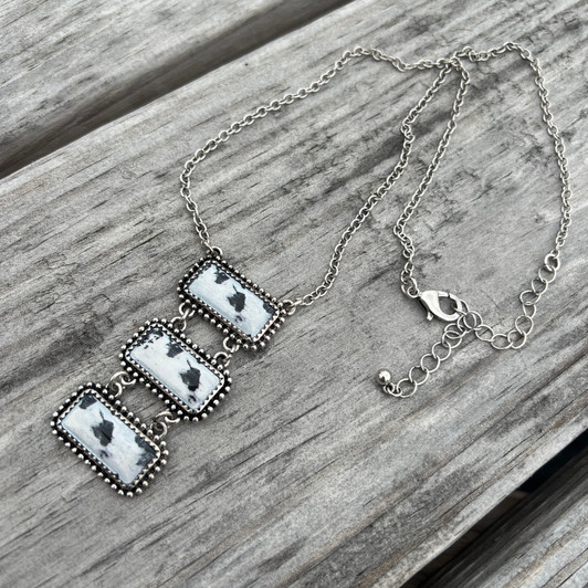 Triple Bar Faux White Buffalo 18" Necklace AN5279-SBWB