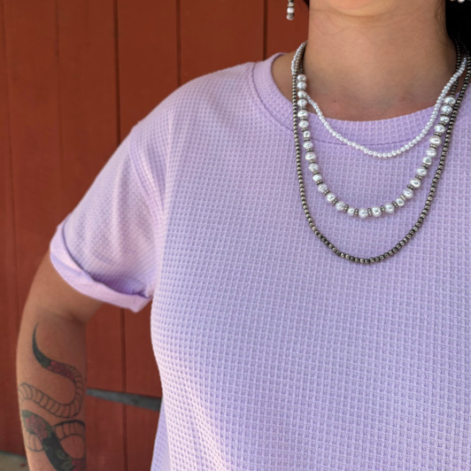 Andree Ladies Lilac Cuff Sleeve Waffle Knit Top MHS69-L