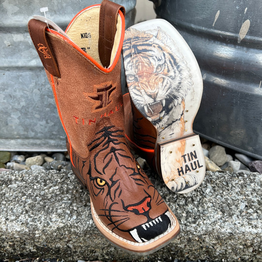 Tin Haul Little Kid's Wild Tiger Square Toe Boots 14-018-0077-0975-BR