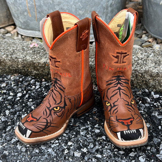 Tin Haul Little Kid's Wild Tiger Square Toe Boots 14-018-0077-0975-BR