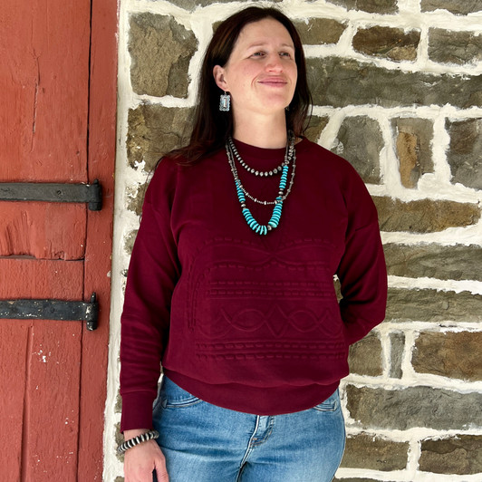 Panhandle Ladies Wine Boot Stitch Sweatshirt