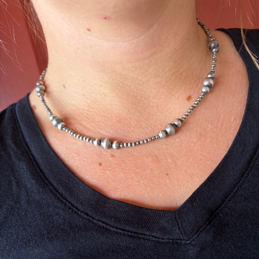 18" 3/6/8mm Sterling Silver Pearl Necklace 49Z-18