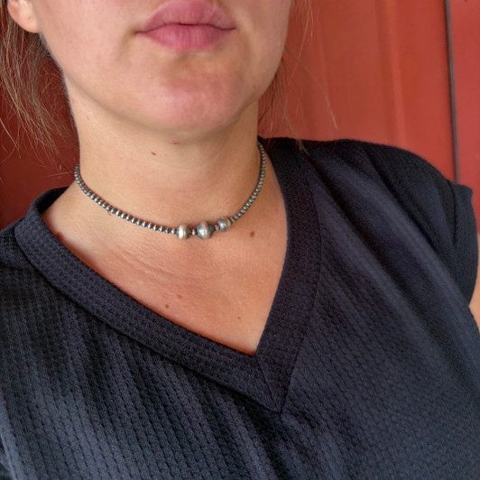 16" 4mm & 10mm Sterling Silver Pearl Necklace 76Z-16