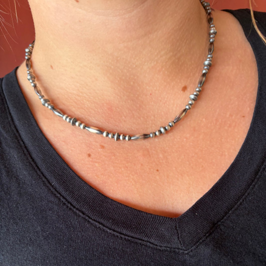18" Sterling Silver Torpedo, Pearl & Saucer Necklace 79Z-18