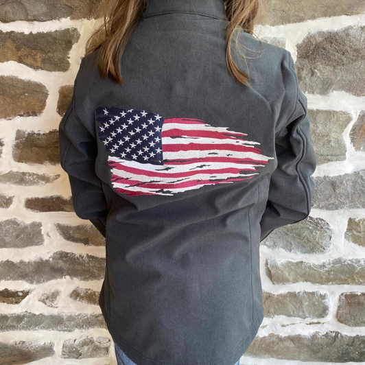 Size XS Ariat Ladies Grey Patriotic Softshell Jacket