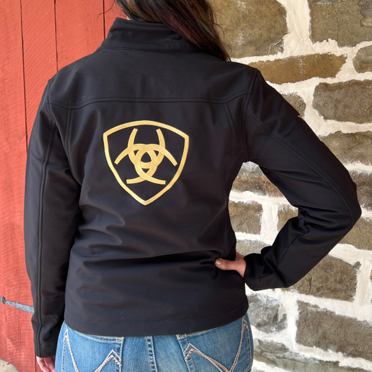 Size Medium Ariat Ladies Black/Gold Softshell Jacket 10043056