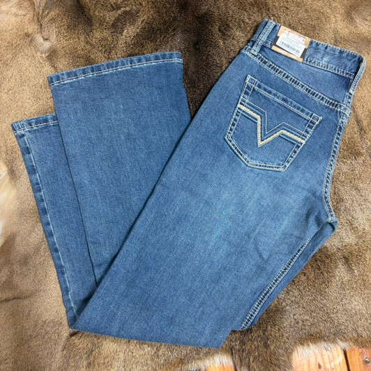 Rock & Roll Men's Raised Denim Double Barrel Relaxed Fit Bootcut Jeans BM0DD09113