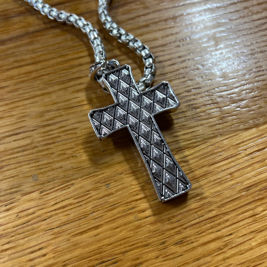 Justin Large Stainless Steel Cross Necklace 23179NJ1