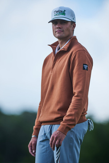 Hooey Ace Rust Cowboy Golf 1/4 Zip Pullover HH1243BR