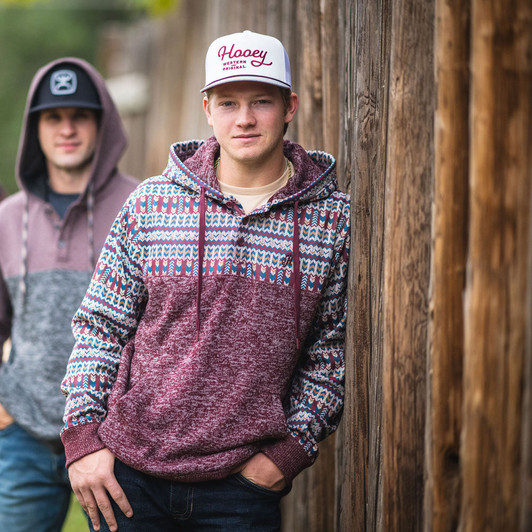 Hooey Men's Maroon Aztec Jimmy Pullover Hoodie HH1247MAAZ
