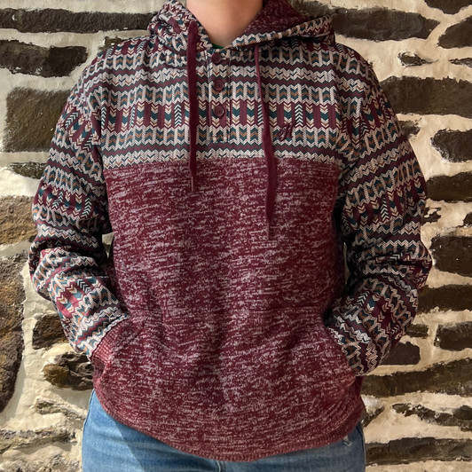 Hooey Men's Maroon Aztec Jimmy Pullover Hoodie HH1247MAAZ