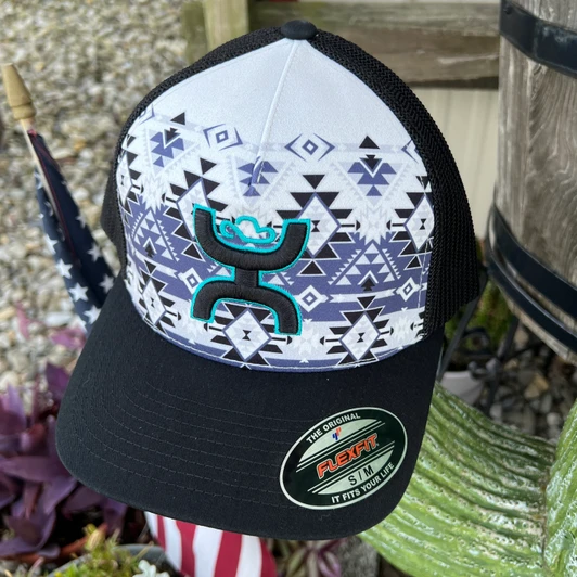 Hooey Cream and Black Aztec Coach Flexfit Hat 2312CRBK