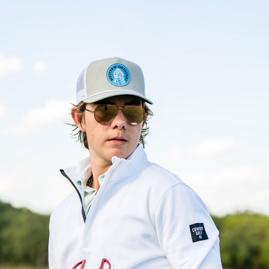Hooey Quanah Grey & White Hat with Blue Patch 2426T-GYWH
