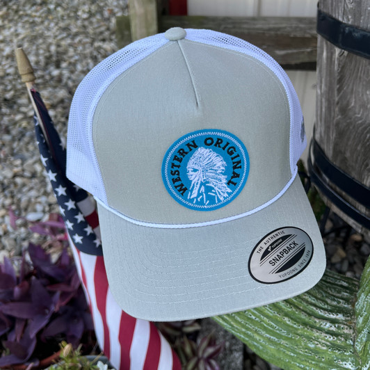 Hooey Quanah Grey & White Hat with Blue Patch 2426T-GYWH