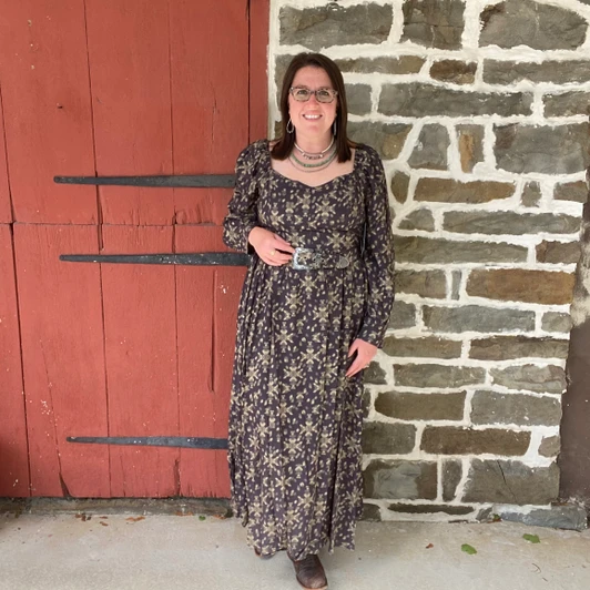Panhandle Ladies Black & Olive Abstract Aztec Midi Dress
