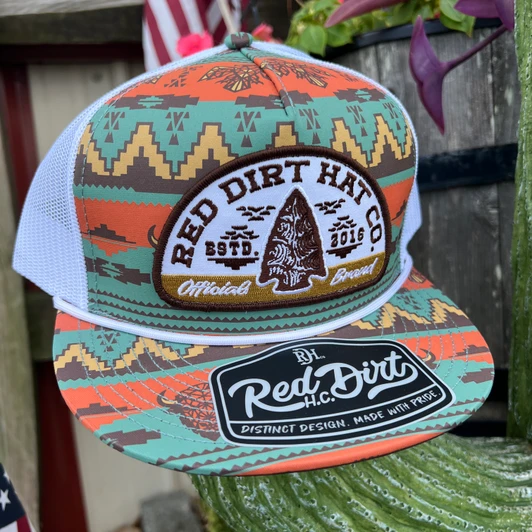 Red Dirt Hat Co. Lost & Found Arrowhead Aztec and White Hat