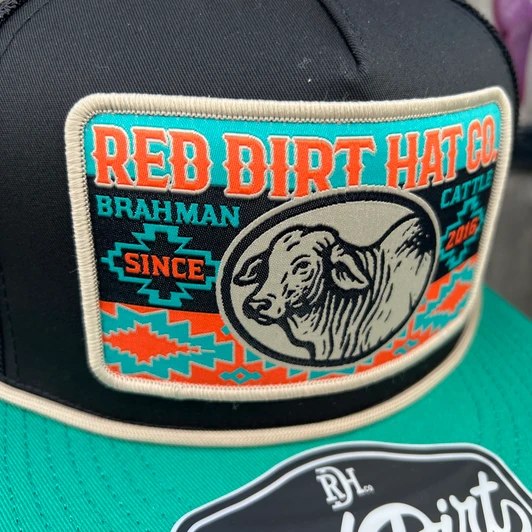 Red Dirt Hat Co. Daisy Brahman Black and Turquoise Hat