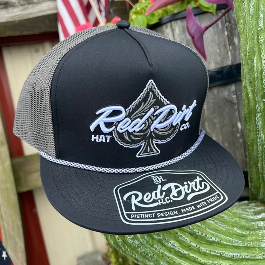 Red Dirt Hat Co. Spade Hold 'Em Black and Charcoal 5 Panel Hat