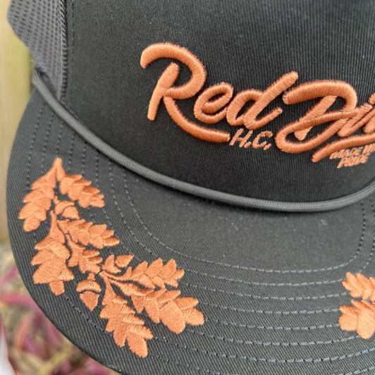 Red Dirt Hat Co. Bill Embroidered High Road Black and Copper Hat