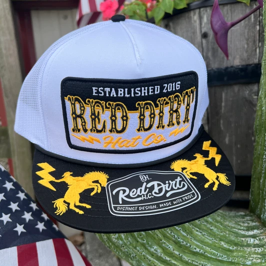 Red Dirt Hat Co. High Voltage White and Black Hat