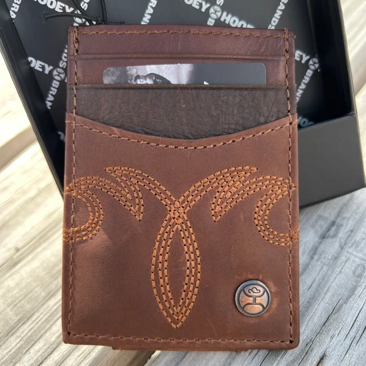 Hooey Brown Money Clip with Brown Stitching