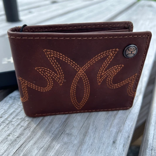 Hooey Brown Front Pocket Bifold with Stitching Wallet