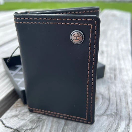 Hooey Smooth Black Classic Trifold Wallet