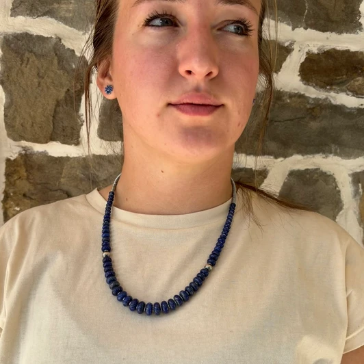 22” Graduated Lapis Necklace NEC-STE-095-LAP