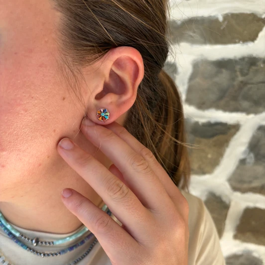 Mixed Multi Confetti Blossom Stud Earrings ATDER13014-M