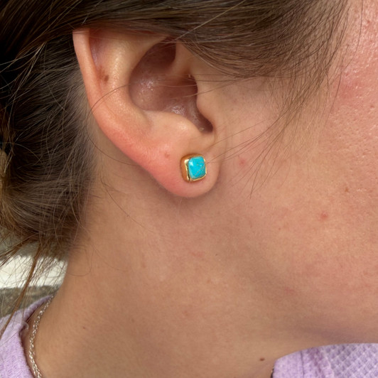 Turquoise Nomad Gold Fill Square Stud Earrings KT24E150-GF