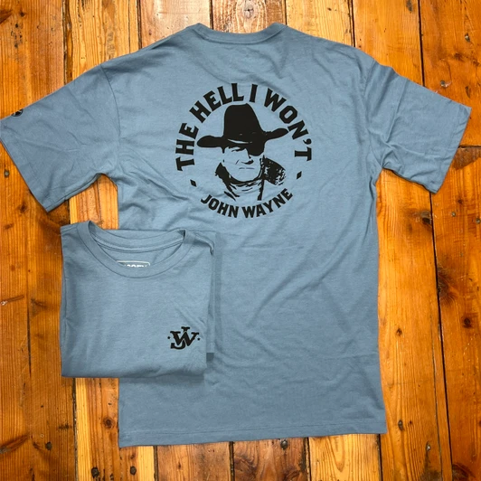 Hooey Men's Blue John Wayne Hell I Won't Graphic Tee HT2658DKDE