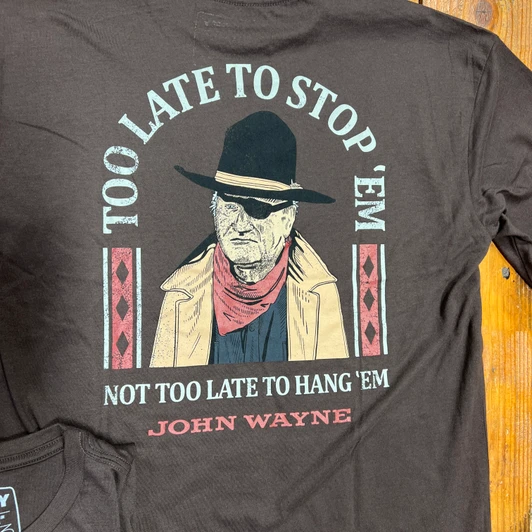 Hooey Men's Brown John Wayne Too Late Graphic Tee HT2659DKBR