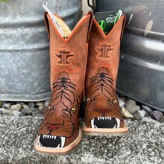 Tin Haul Youth Wild Tiger Square Toe Boots