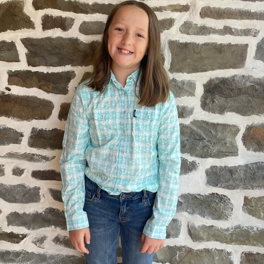 Hooey Girl's Turquoise Aztec Sol Long Sleeve Snap Shirt HT1867TQAZ-Y