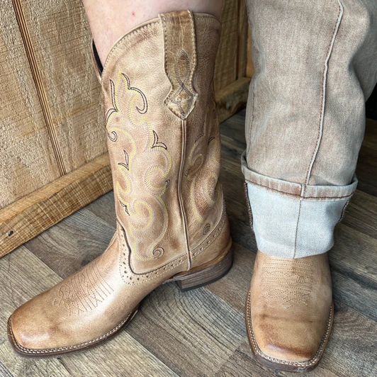 Roper Women's Tan Lindsey Leather Square Toe Boot 09-021-0910-0959TA
