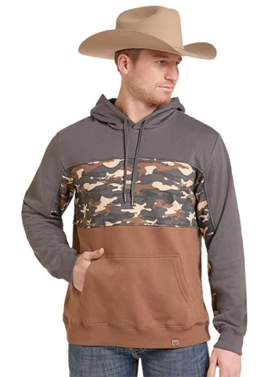 Rock & Roll Men's Colorblock Camo Printed Hoodie BM94T09624