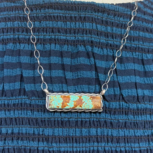 18" Number 8 Turquoise Bar Necklace