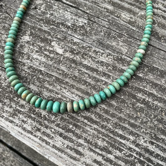 18" Graduated Green Turquoise Rondelles Necklace