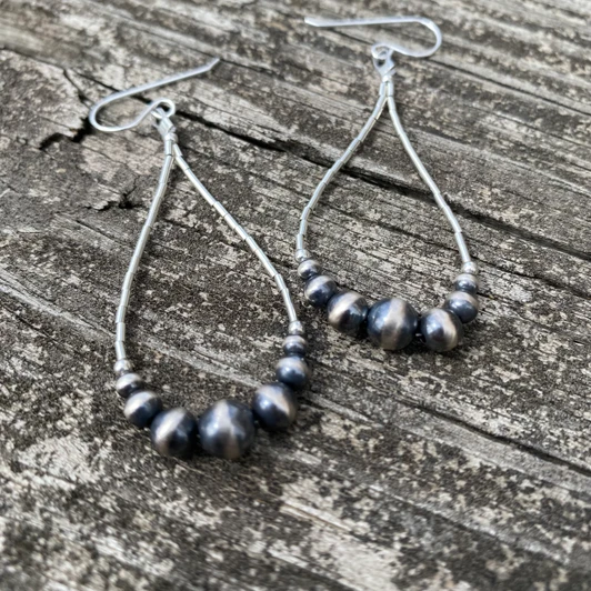 Graduated Sterling Pearl & Liquid Silver Teardrop Earrings