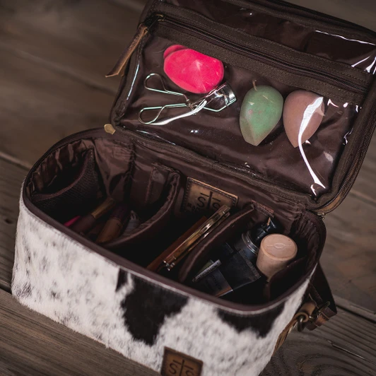 STS Ranch Cowhide Glamour Makeup Organizer
