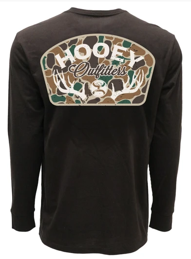 Hooey Men's Brown Camo Antler Long Sleeve Graphic Tee